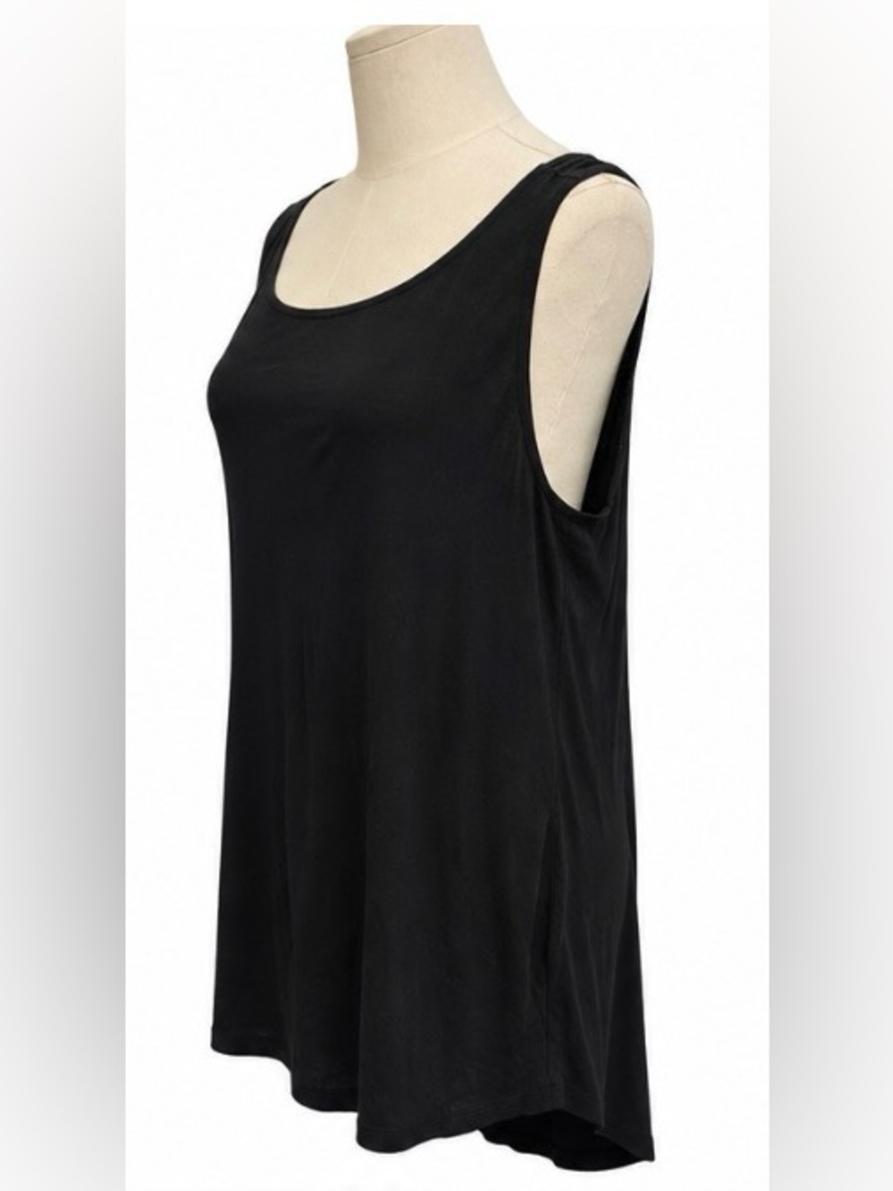 Eileen Fisher Black Sleeveless Viscose Stretch Hi-Low Tunic Top M